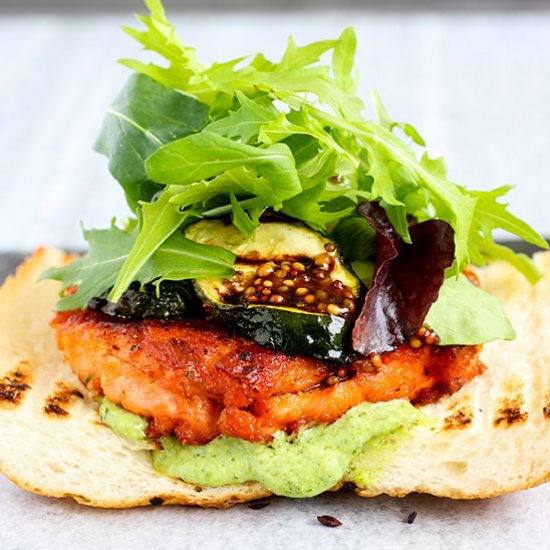 Open Salmon Burger