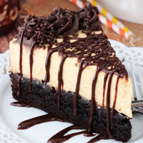 Pumpkin Chocolate Brownie Cheesecake