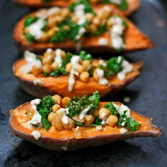 Chickpea Stuffed Sweet Potatoes