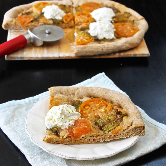 Squash Blossom & Tomato Flatbread