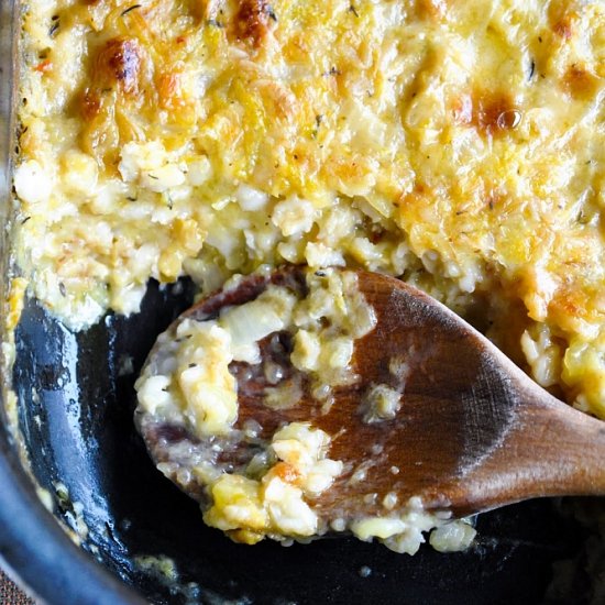 Savory pumpkin and oat casserole