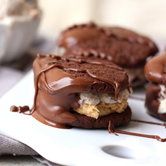 Choc Peanut Butter Ice Cream Sandwiches