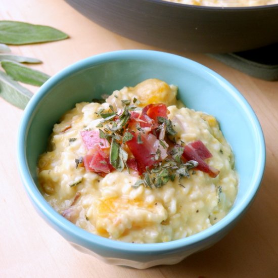 Bacon butternut squash risotto