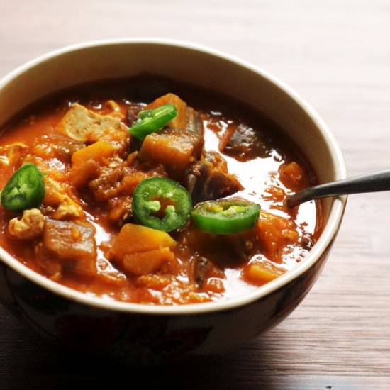 Thai tofu, butternut squash soup