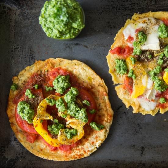 Chickpea Flour Pizza with Pesto