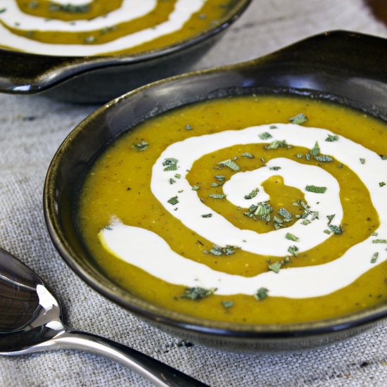 Roasted Squash Soup & Maple Cream