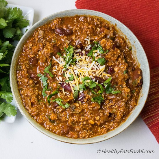 Tofu, Quinoa and Beans Chili