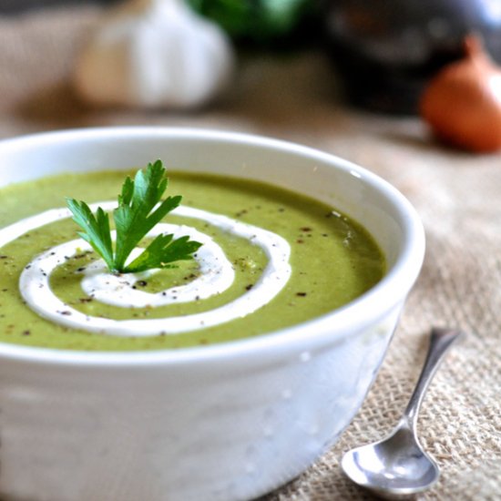 Pea, Basil, and Spring Onion Soup