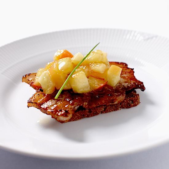 Apple and pork tartine