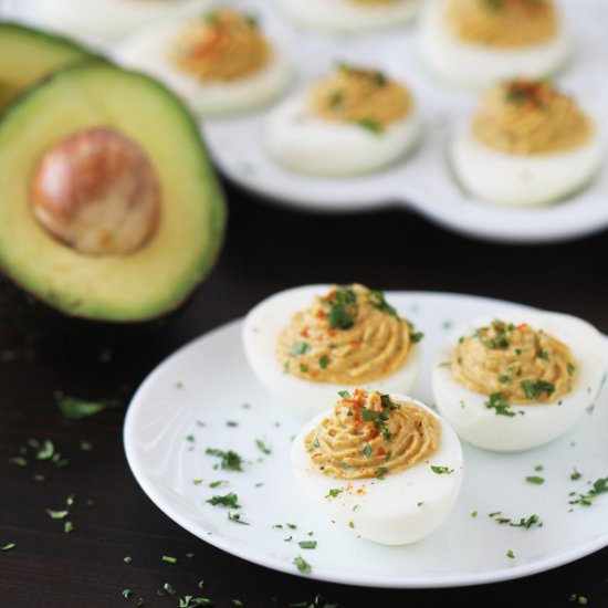 Spicy Avocado Deviled Eggs