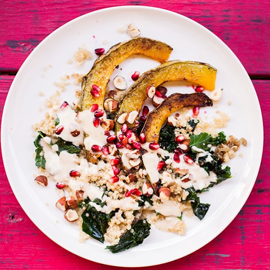 Vegan pumkin kale salad with quinoa