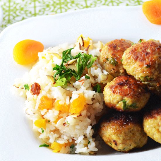 Curry Chicken Meatballs & Pilaf