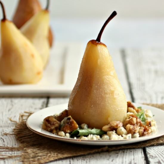 Ginger Poached Pears w Gorgonzola