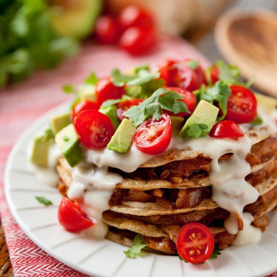 Cheesy Chicken Enchilada Stacks