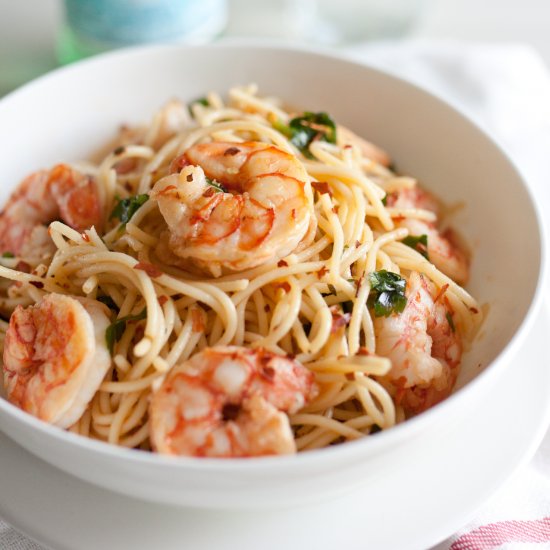 Seared Tiger Prawns Linguine