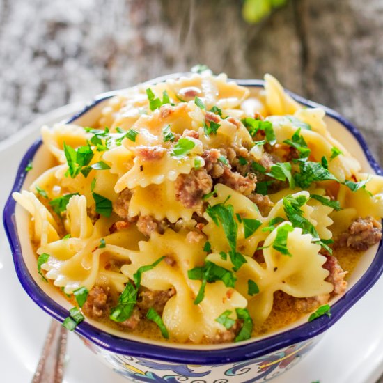 Pumpkin Sausage Bowtie Pasta