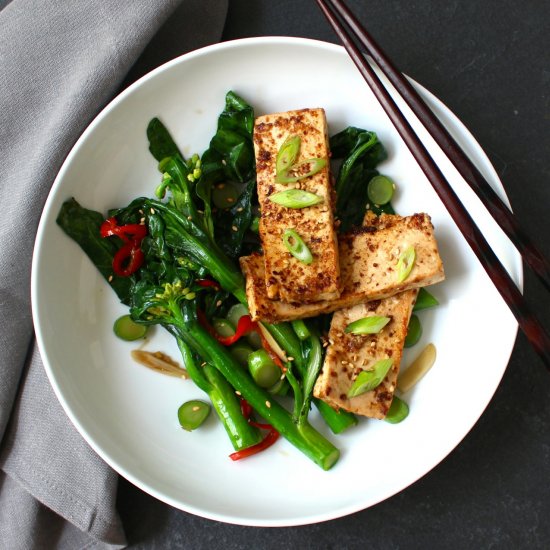 Miso Mustard Tofu & Asian Greens