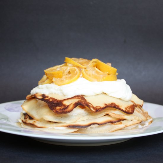 Vegan Meyer Lemon Crepe Cake