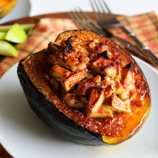 Apple Walnut Stuffed Acorn Squash