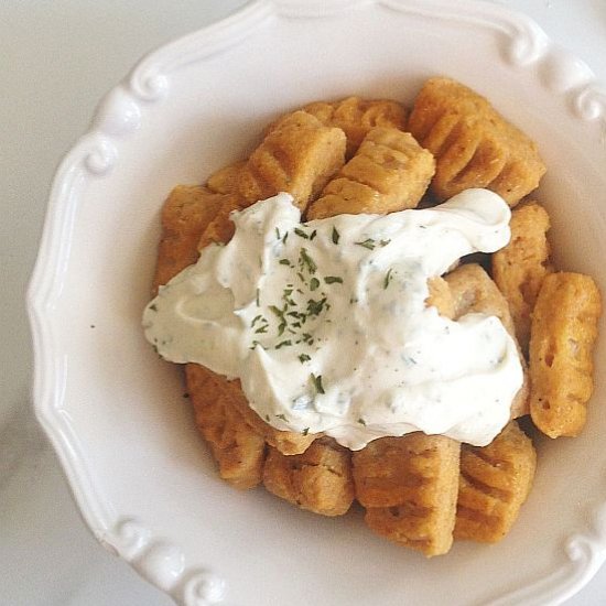 Pumpkin Gnocchi + Goat Cheese Sauce