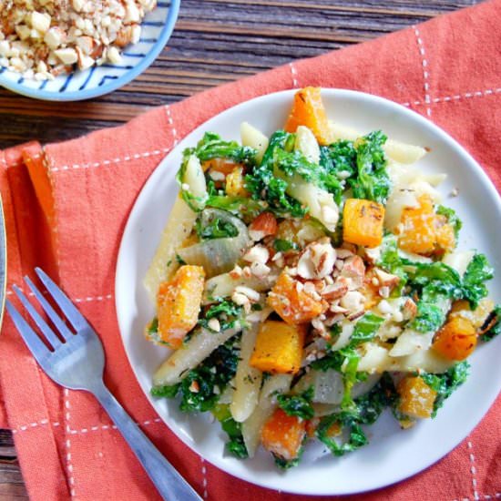 Butternut Squash and Kale Pasta