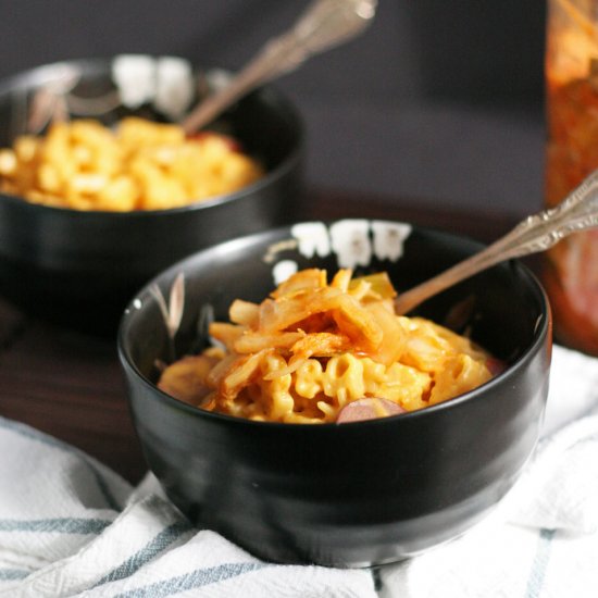 Kimchi Sausage Mac and Cheese