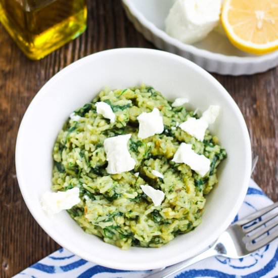 Greek Spinach Rice with Feta