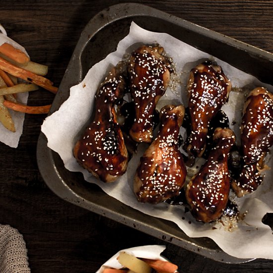 Sweet sticky chicken drumsticks