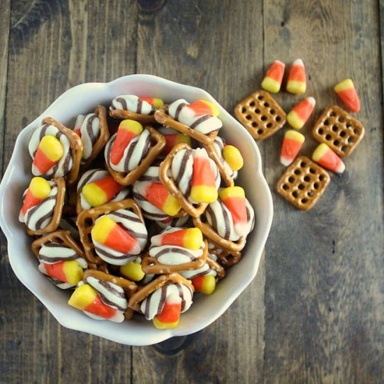 Candy Corn Pretzel Bites