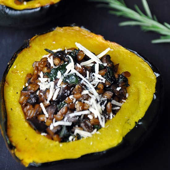 Roasted Squash w/ Kale & Mushrooms