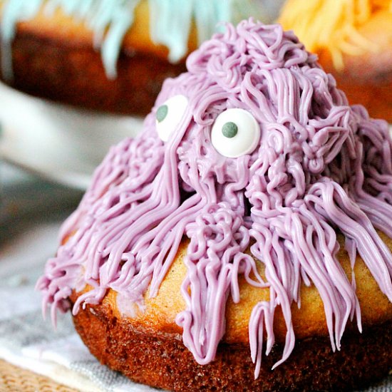 Scary, Hairy Baked Doughnuts