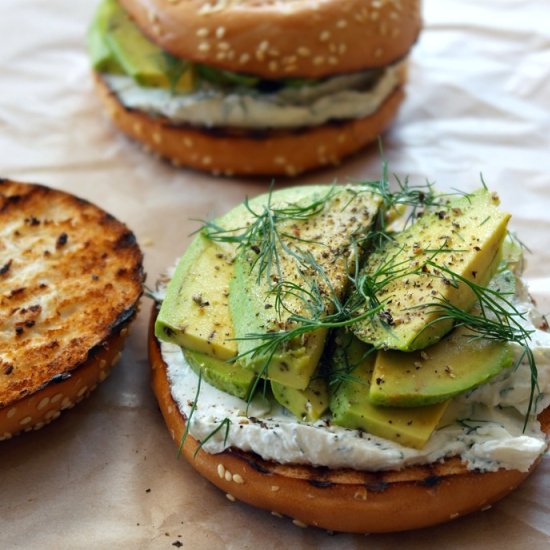 Bagel with dill cream cheese