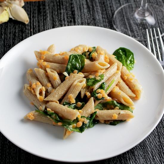 Penne with Red Lentils & Ginger