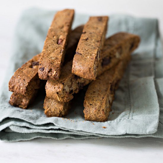 Ginger Chocolate Buckwheat Biscotti