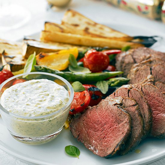 Beef Fillet with Creamy Salsa Verde