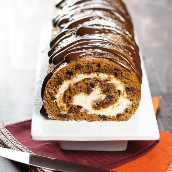 Chocolate Chip Pumpkin Roll