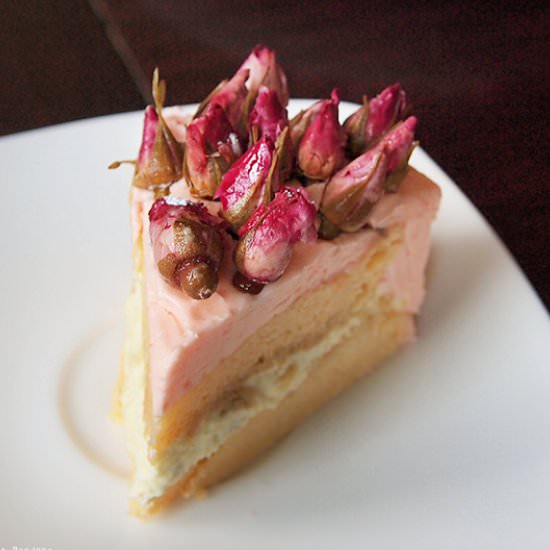 Rosewater Cake with Banana Cream