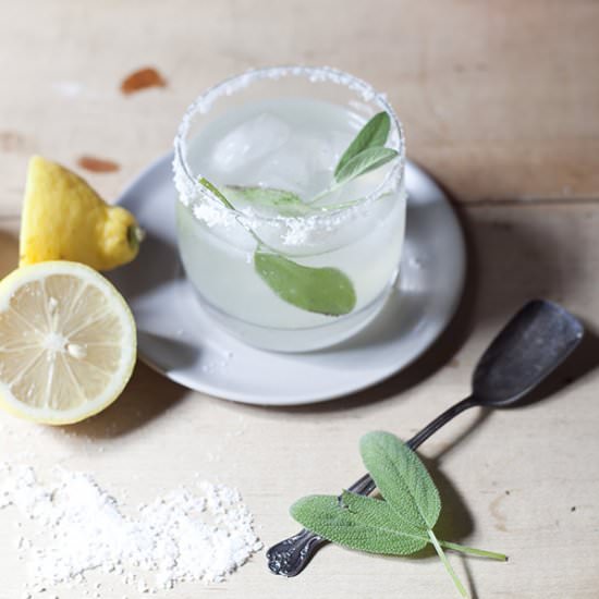 salted lemon sage cocktail