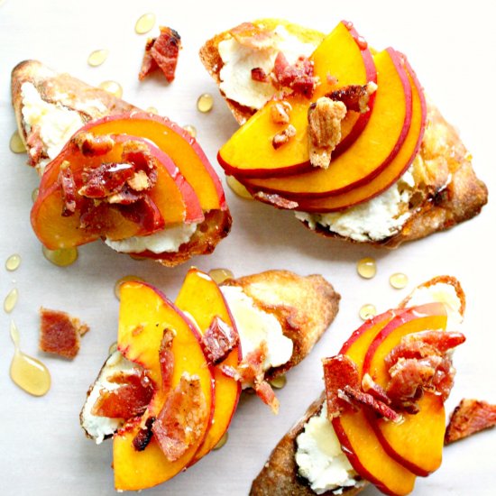 Peach Bacon Honey Crostini