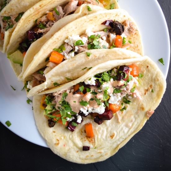 Root Vegetable & Chicken Tacos