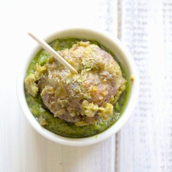 Spinach Almond Pesto Meatballs