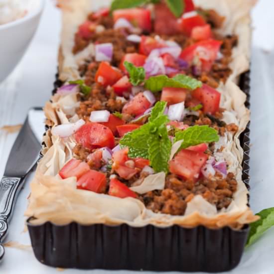 Middle Eastern Lamb and Hummus Tart