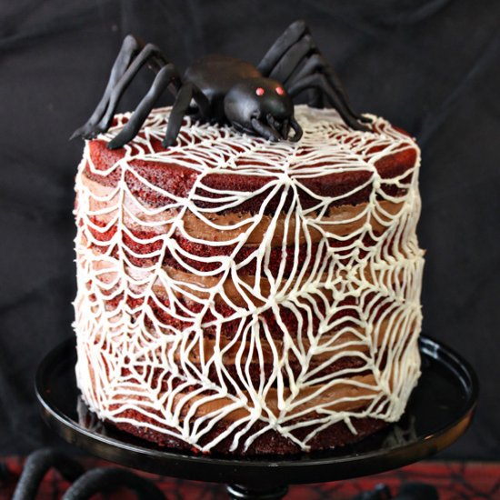 Spiderweb Naked Red Velvet Cake