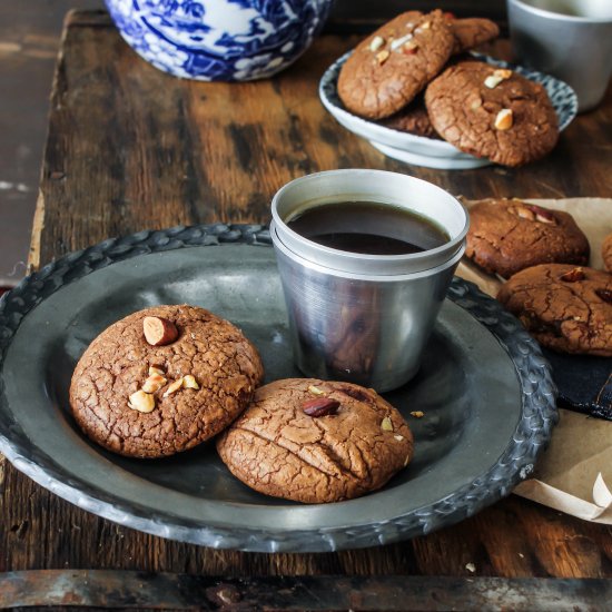 Chocolate Almond Ginger Cookies