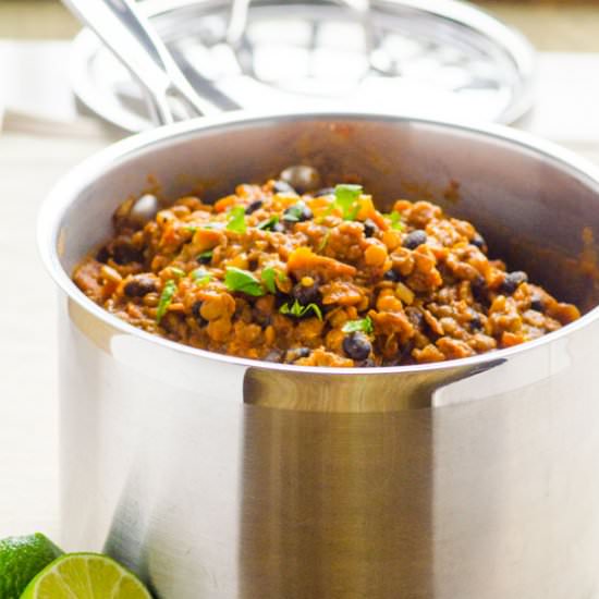 Smoky Lentil and Black Bean Chili