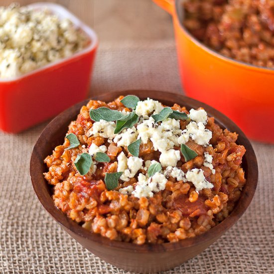 Barley Risotto with Marinated Feta