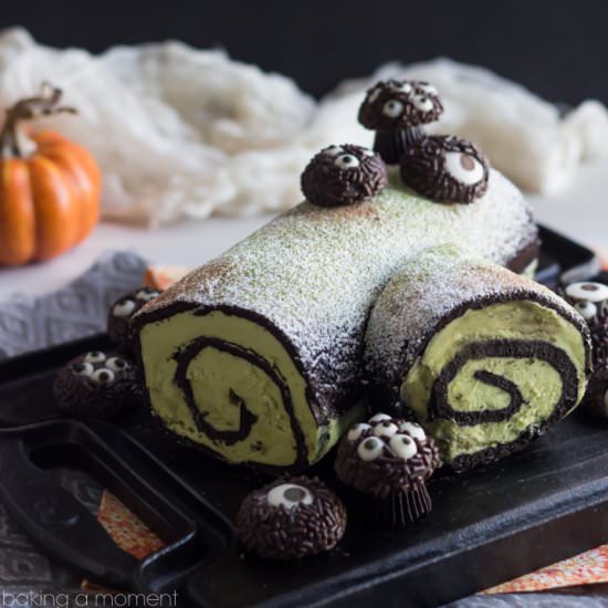 Dark Chocolate Matcha Ghoul Log