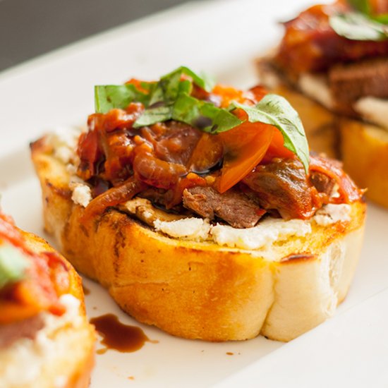 Steak Bruschetta with Goat Cheese