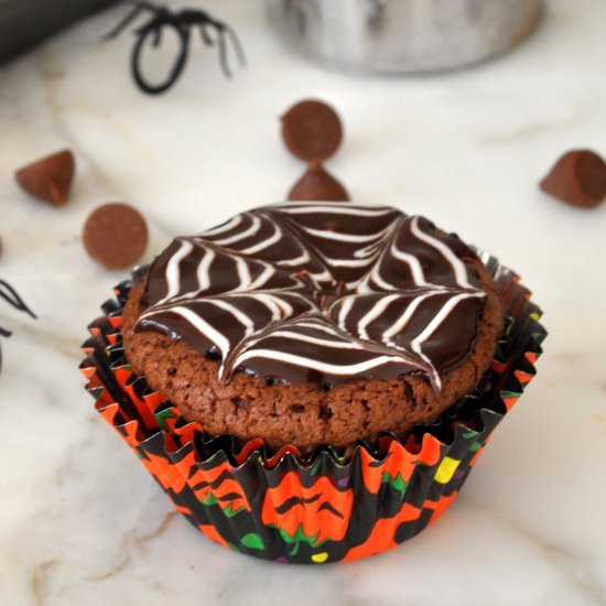 Spiderweb Brownie Cupcakes