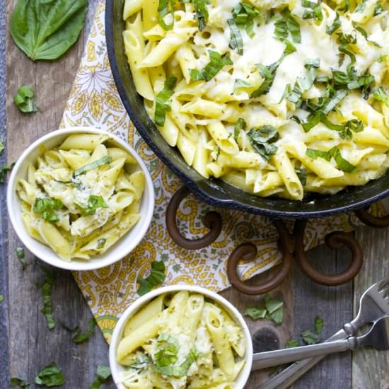 One Pan Creamy Pesto Penne